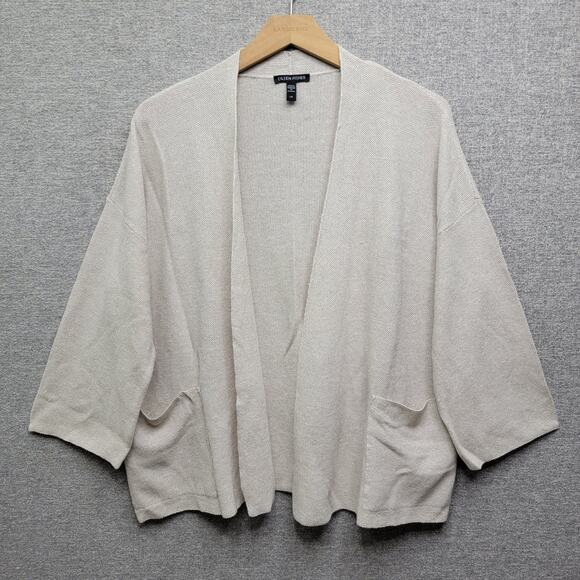 EILEEN FISHER ORGANIC LINEN COTTON OPEN CARDIGAN, SIZE L - Picture 1 of 7